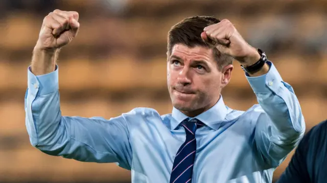 Rangers manager Steven Gerrard celebrates