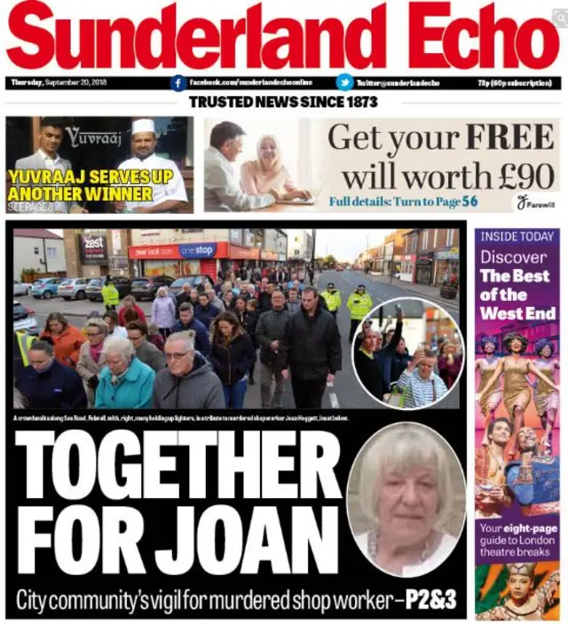 Sunderland Echo front page