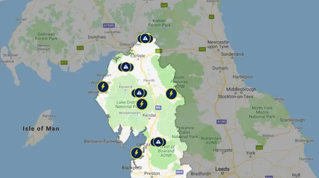 Power cut map