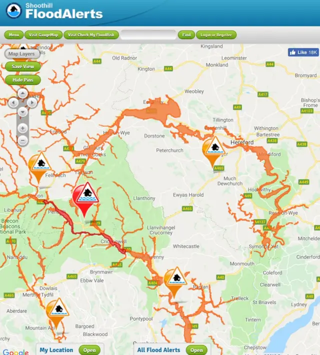 Flood alert map