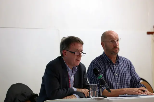 Eugene Milne, Newcastle City Council\'s director of public health, answers questions at a meeting about the future of Fenham Library