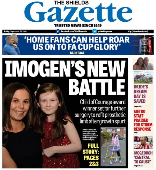 Shields Gazette front page