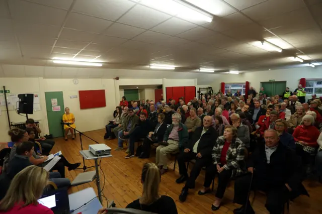 Residents at Robert Stewart Memorial Church for a meeting about the future of Fenham Library