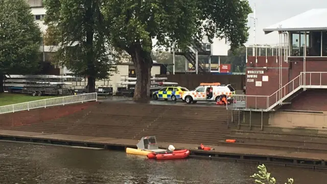 Police searching the river