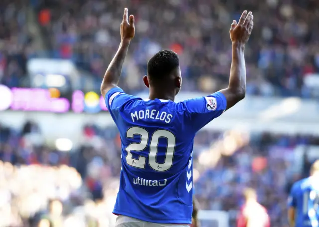 Alfredo Morelos celebrates