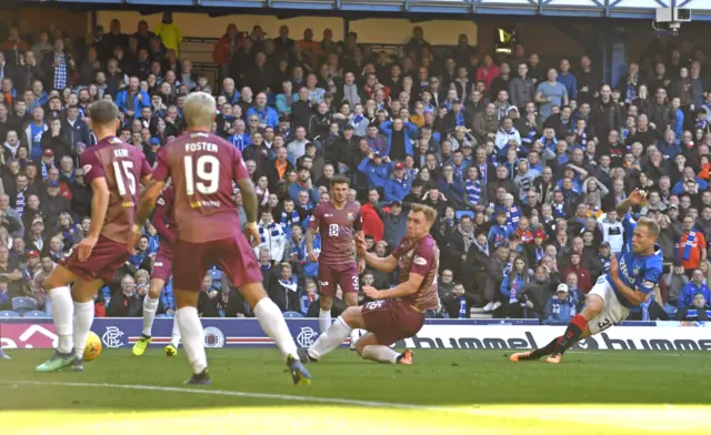 Scott Arfield fires Rangers into a 3-0 lead