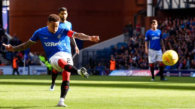 Rangers captain James Tavernier scores from the penalty spot