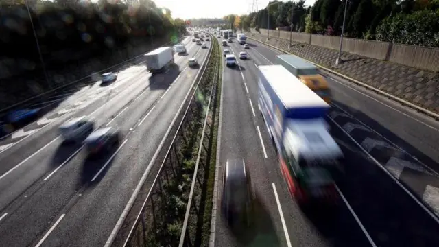 Traffic on a motorway near Solihull.