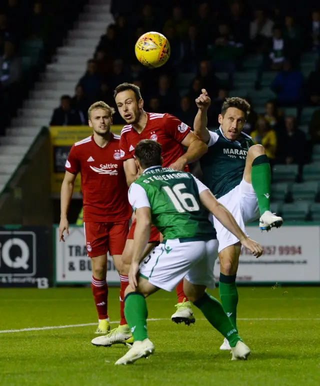 Aberdeen's Andrew Considine goes close in the opening minutes