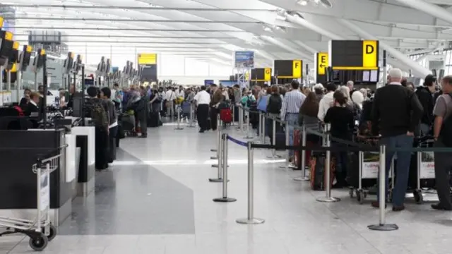 People queuing at airport