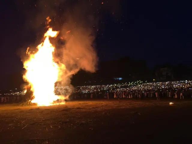 People celebrating in Meskel square