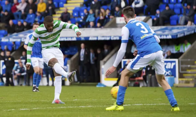 Olivier Ntcham scores for Celtic against St Johnstone in 2017