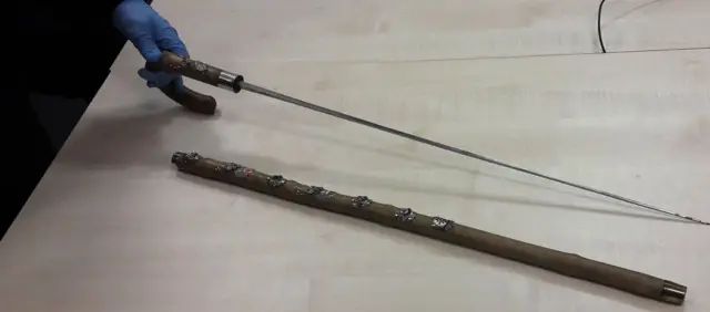 Sword inside walking stick