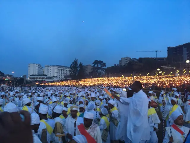 People celebrating in Meskel square