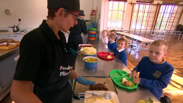 Children getting school food