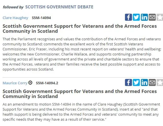 Motion and amendment from Veterans debate