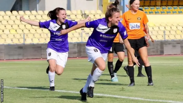 Hayley Lauder celebrates scoring