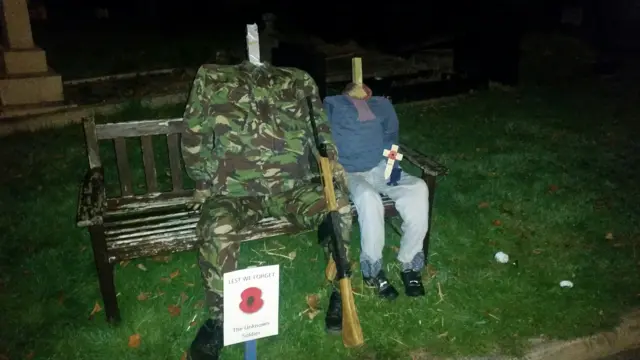 Vandalised scarecrow display