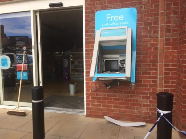 Damaged cash machine