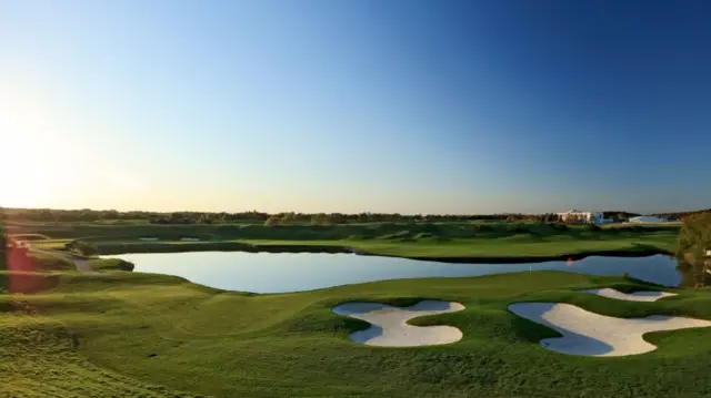 The second green at Le Golf National's par-three second hole