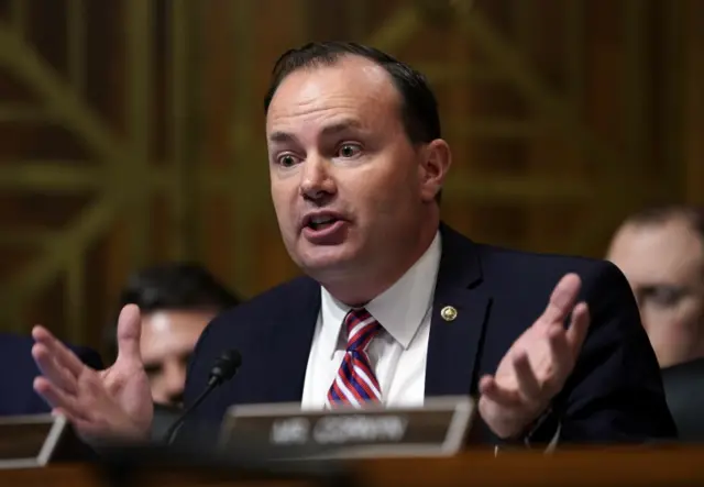 Senator Mike Lee questions Supreme Court nominee Brett Kavanaugh as he testifies before the Senate Judiciary Committee.