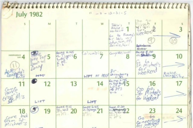 Kavanaugh's calendar