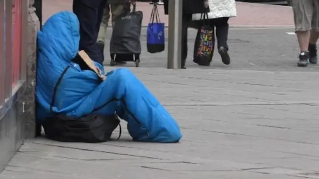 Homeless person on street