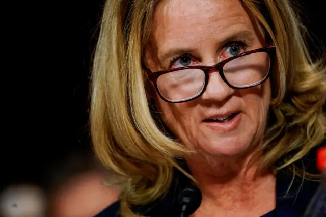 Christine Blasey Ford at a Senate Judiciary Committee hearing.