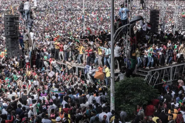 Abiy Ahmed supporters in massive rally