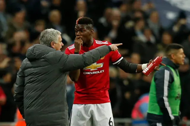 Paul Pogba and Manchester United boss Jose Mourinho