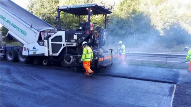 Resurfacing work on the motorway