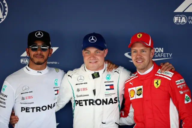 Hamilton, Bottas and Vettel