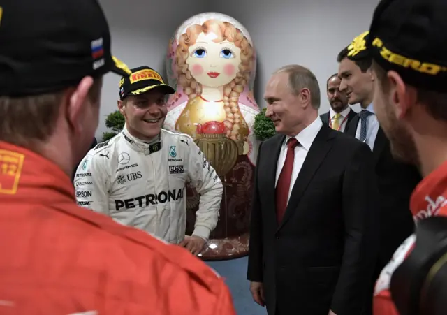 Valtteri Bottas and Vladimir Putin