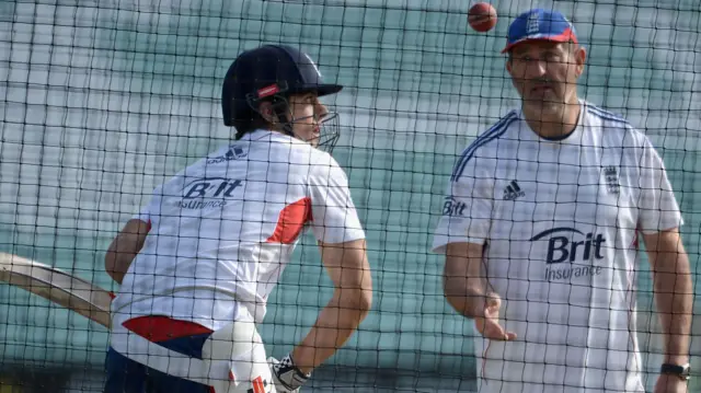 Alastair Cook with Graham Gooch