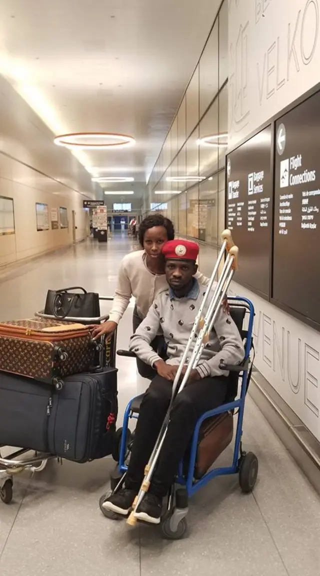 Bobi Wine and his wife Barbie Kyagulanyi shared this picture after they arrived in the US