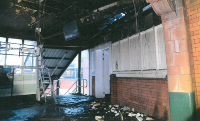 Railway bridge fire damage