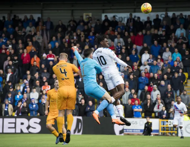 Livingston goalkeeper Liam Kelly has repelled all Rangers attacks