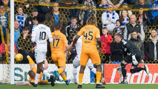 Alan Lithgow was inches away from giving Livingston the lead