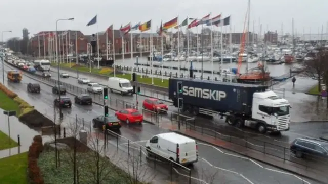 Busy A63 on a rainy day