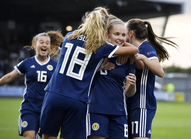 Scotland Women celebrate a goal