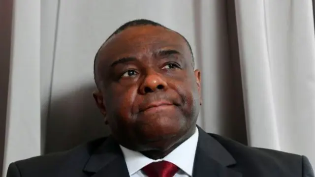 Former vice-president of Democratic Republic of Congo Jean-Pierre Bemba addresses media representatives during a press conference in Brussels on July 24, 2018.