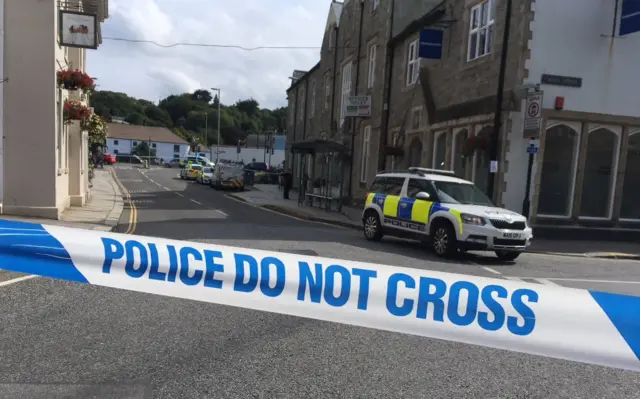 The cordon in Truro City Centre