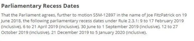 Motion on recess dates