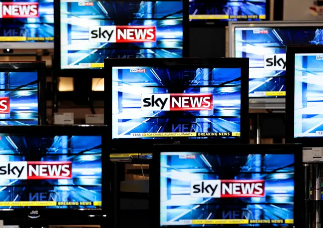 TVs showing Sky News