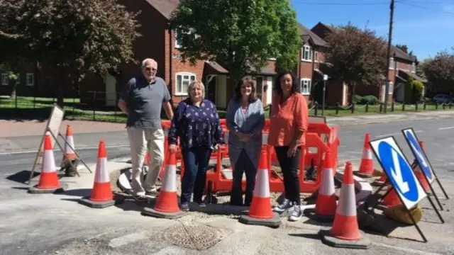 Barton residents at one of the roadwork areas