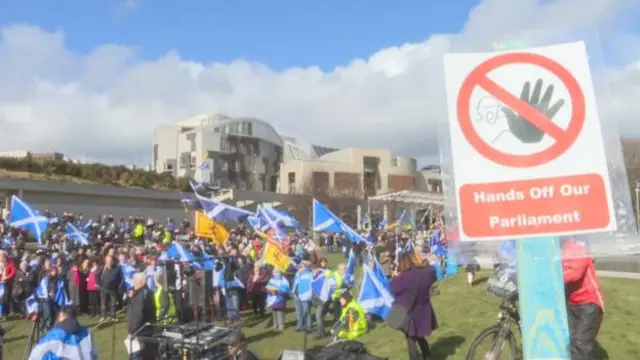 A protest against the so-called "power grab" was held outside the Scottish Parliament earlier this year