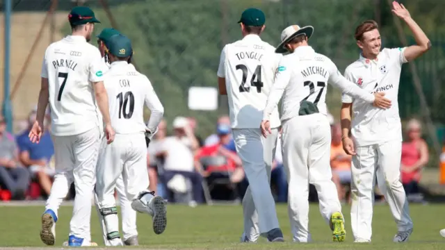 Worcestershire celebrating a catch this season