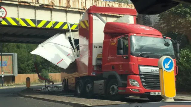 Lorry hit the bridge