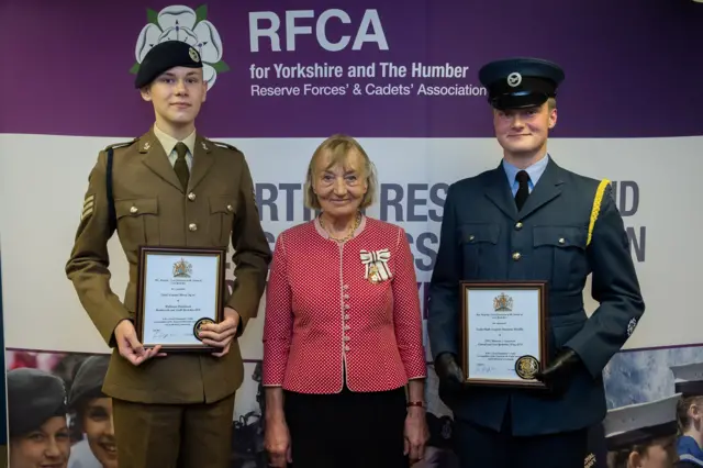 Cadet Sergeant Harry Dyson and Cadet Warrant Officer Ben Wollin with their awards