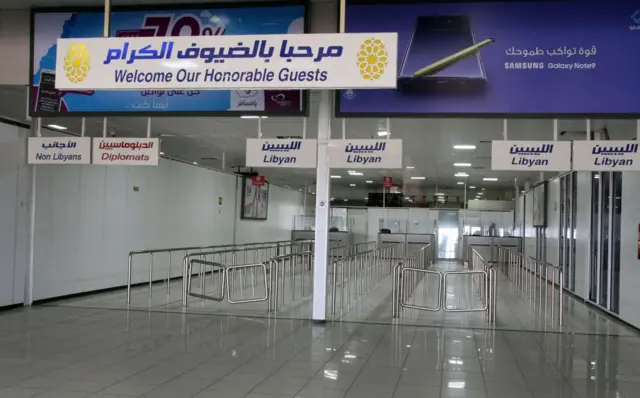 A view shows the empty Mitiga International Airport on September 4, 2018, in the Libyan capital of Tripoli, after it was suspended due to the clashes in the city